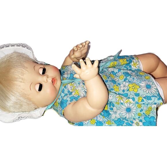 15" Vintage 1959 Cutest Cuddly Effanbee Blonde Hair- Blue Sleep Eyes Baby Doll - Picture 7 of 12